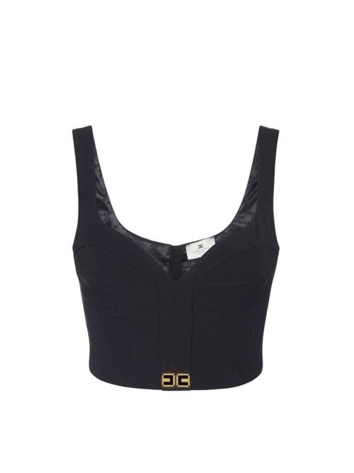 Lightweight crepe top with logo details ELISABETTA FRANCHI | TO03956E2.110